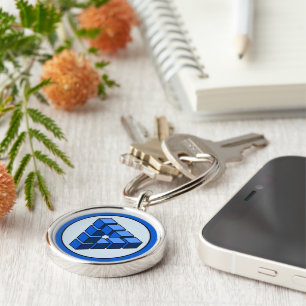 Cartoon Blue Black Toy Blocks Triangle Vector Art Keychain