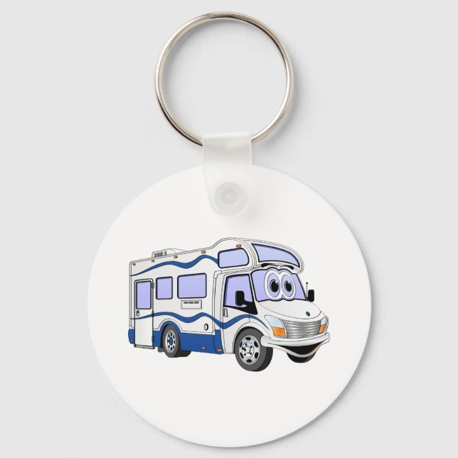 Cartoon Blue Camper Keychain (Front)