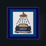 Cartoon Blue Car Wash Vintage Auto Detailing 2 Inch Square Button<br><div class="desc">Add a touch of personality to your jacket, bag, or lanyard with this custom round pin-back button. Crafted with a durable metal base and a protective mylar coating, this badge is designed to showcase vibrant colors and sharp details. Whether you are looking for a unique gift, a promotional item for...</div>