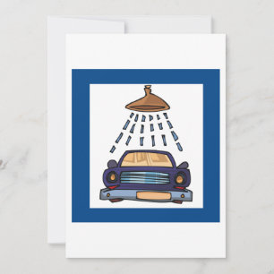 Cartoon Blue Car Wash Vintage Auto Detailing Invitation