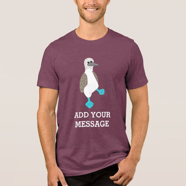 Cartoon Blue-Footed Booby Bird Graphic Tri-Blend Shirt (Front)