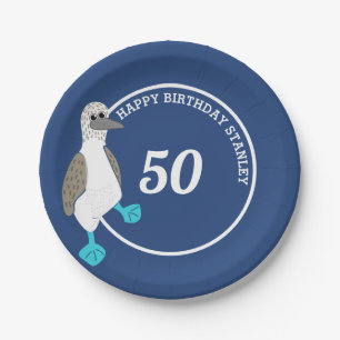 Cartoon Blue-Footed Booby Bird Party Paper Plate