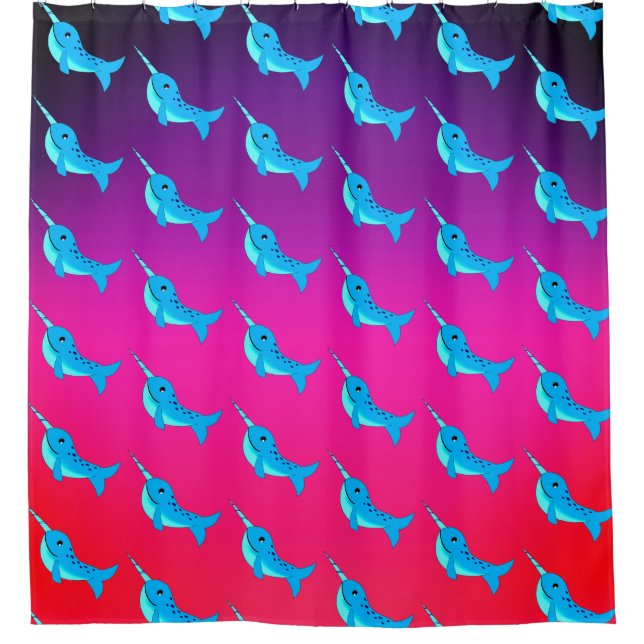 Cartoon blue narwhals pattern on Navy Blue (Front)