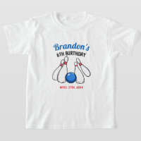Cartoon Blue & Red Bowling Kids 6th Birthday