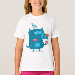 Cartoon Blue Wolf Girls T-Shirt