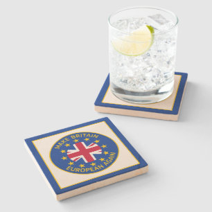 Cartoon Blue Yellow European Union Brexit Funny Stone Coaster