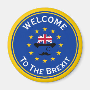Cartoon Blue Yellow European Union Brexit Graphic  Magnet