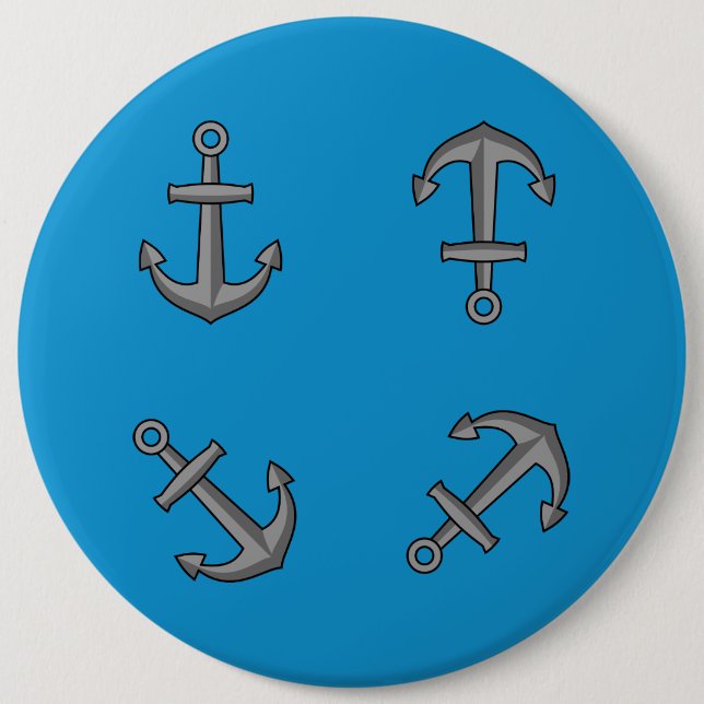 Cartoon Boat Anchor Set 6 Inch Round Button (Front)