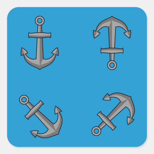 Cartoon Boat Anchor Set Square Sticker (Front)