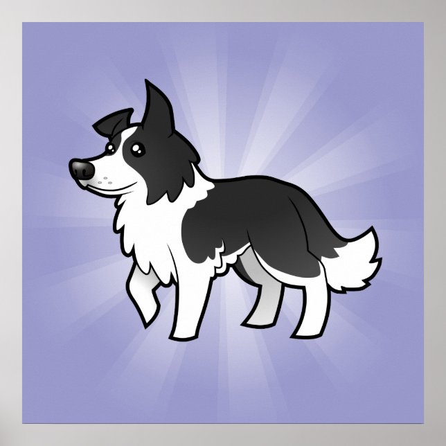 Cartoon Border Collie Poster (Front)