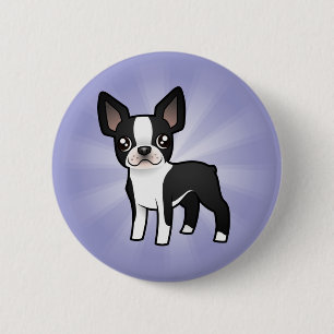 Cartoon Boston Terrier 2 Inch Round Button