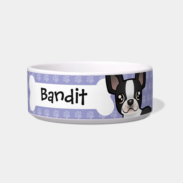 Cartoon Boston Terrier Bowl (Front)