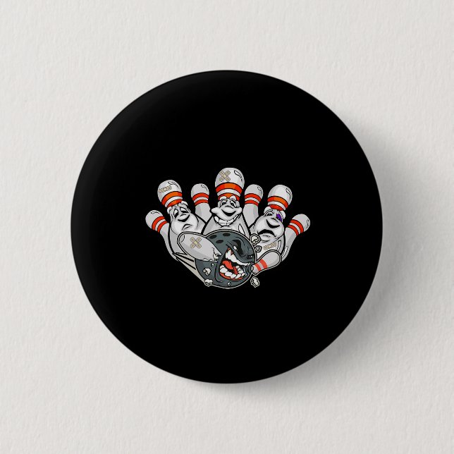 Cartoon Bowler Scared Bowling Pins Funny Sport Hal (Front)
