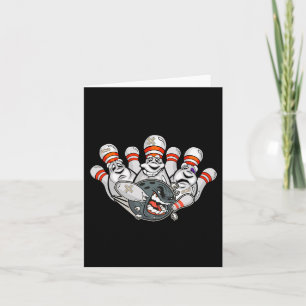 Cartoon Bowler Scared Bowling Pins Funny Sport Hal Card