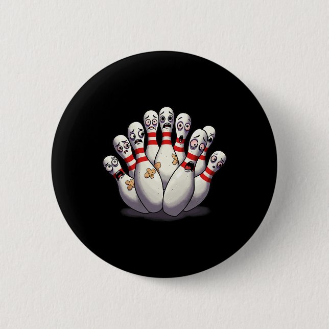Cartoon Bowling Scared Bowling Pins Funny Sport Bo (Front)