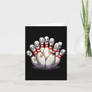 Cartoon Bowling Scared Bowling Pins Funny Sport Bo Card