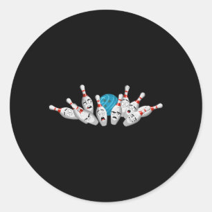 Cartoon Bowling Scared Bowling Pins Funny Sport Bo Classic Round Sticker