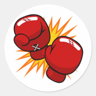 Cartoon Boxing Gloves Classic Round Sticker