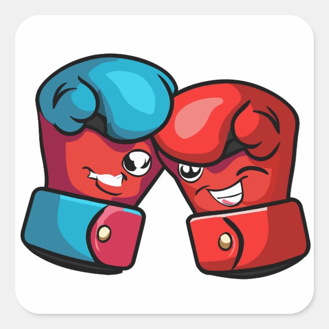 Cartoon Boxing Gloves Square Sticker (Front)