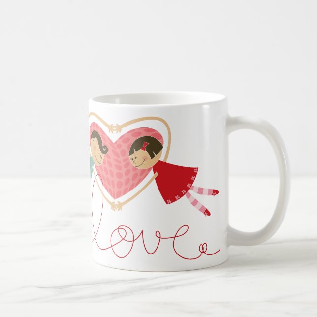Cartoon Boy and Girl in Love Fun Valentine Day Mug (Right)