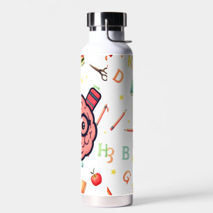 Cartoon Brain Back to School Kids Water Bottle
