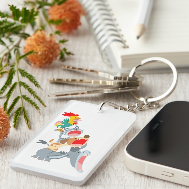 Cartoon Bremen Town Musicians Acrylic Keychain (Front Right)