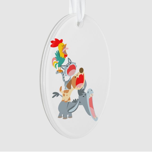 Cartoon Bremen Town Musicians Acrylic Ornament (Front)