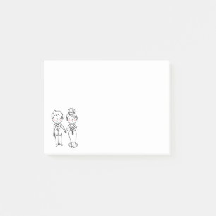 Cartoon Bride Groom Love Note Engagement Wedding 