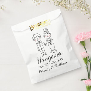 Cartoon Bride Groom Whimsical Wedding Hangover Kit Favour Bag