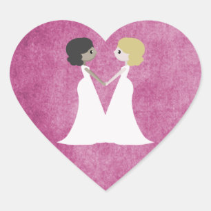 Cartoon brides heart sticker