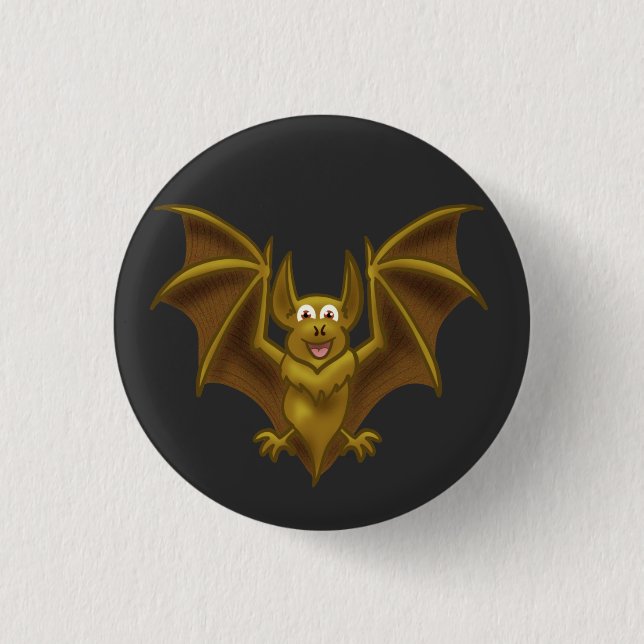 Cartoon Brown Bat 1 Inch Round Button (Front)