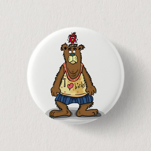 Cartoon Brown bear standing on his back feet 1 Inch Round Button (Front)