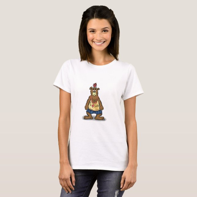 Cartoon Brown bear standing on his back feet T-Shirt (Front Full)