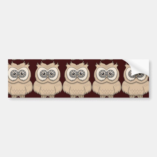 Cartoon Brown Owl Bumper Sticker (Front)