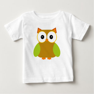 Cartoon Brown Owl Green Wings Baby T-Shirt