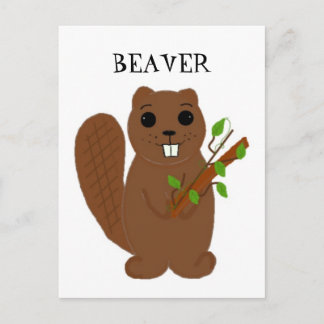 Cartoon Buck Tooth Beaver Postcard