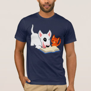 Cartoon Bullie and Kitty with Book T-Shirt
