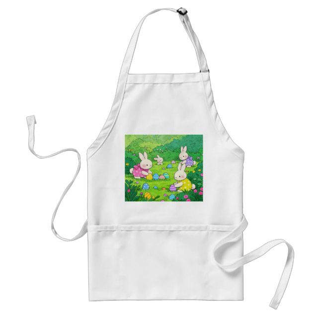Cartoon Bunnies Easter Eggs Standard Apron (Front)