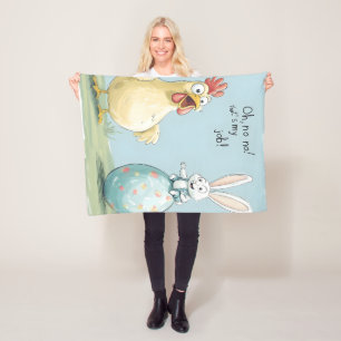 Cartoon Bunny Chick Egg Easter Fun Fleece Blanket