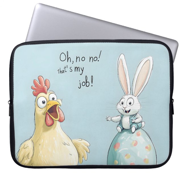 Cartoon Bunny Chick Egg Easter Fun Laptop Sleeve (Front)