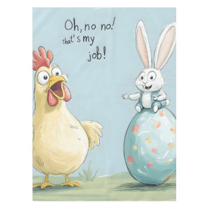 Cartoon Bunny Chick Egg Easter Fun Tablecloth