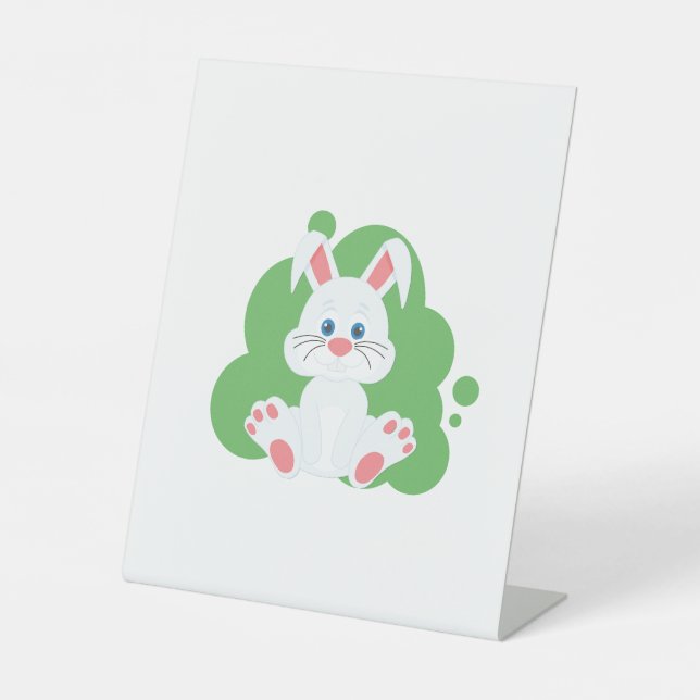 Cartoon bunny splash pedestal sign (Front)