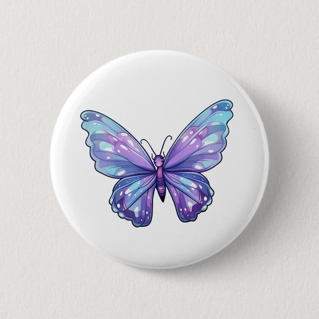 Cartoon butterfly illustration 2 inch round button (Front)