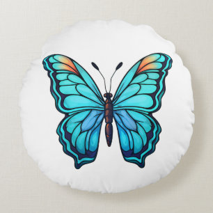 Cartoon butterfly illustration round pillow