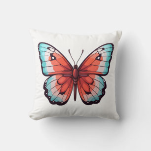 Cartoon butterfly illustration throw pillow