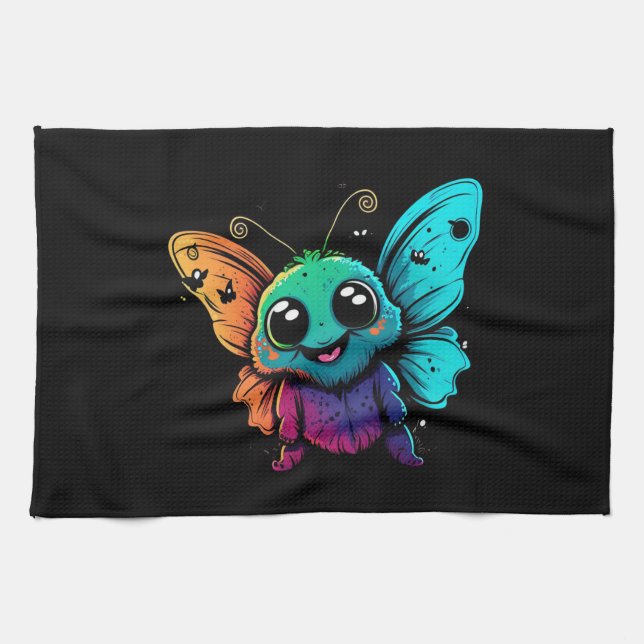 cartoon-butterfly-with-butterfly-its-head kitchen towel (Horizontal)