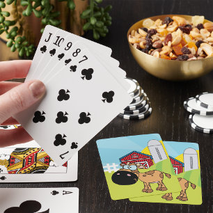 Cartoon Calf On A Farm Playing Cards