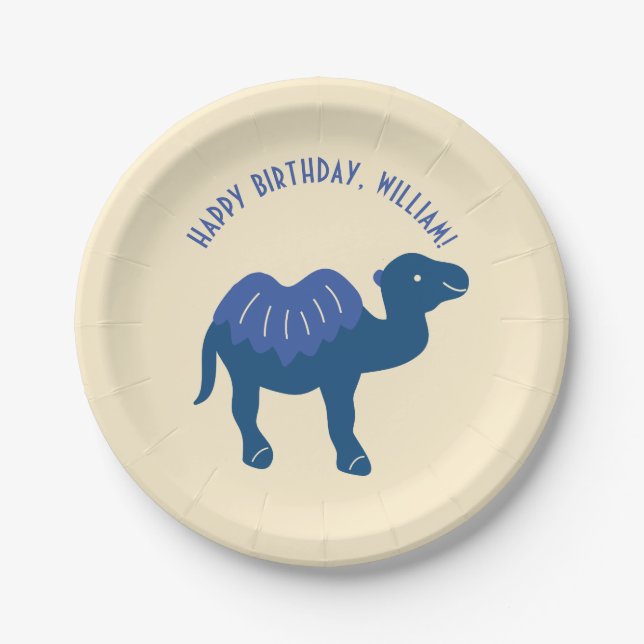 Cartoon Camel Birthday Party Personalized Paper Plate (Front)