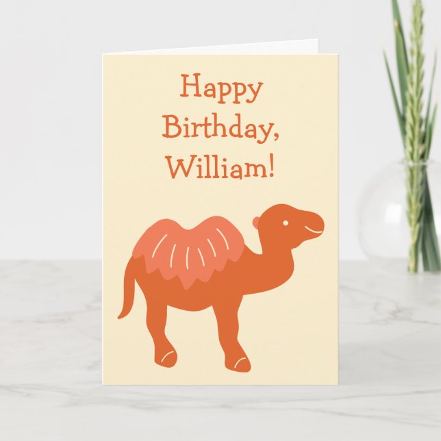 Cartoon Camel Orange Bactrian 2 Humps Personalized Card (Front)
