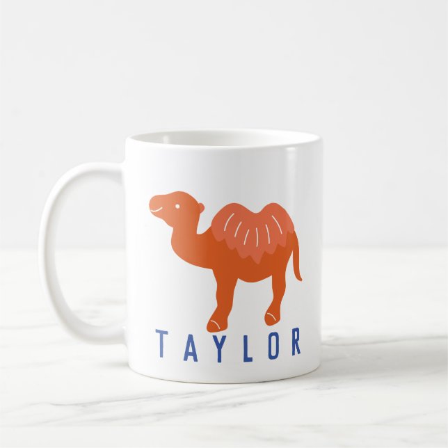 Cartoon Camel Orange Bactrian 2 Humps Personalized Coffee Mug (Left)